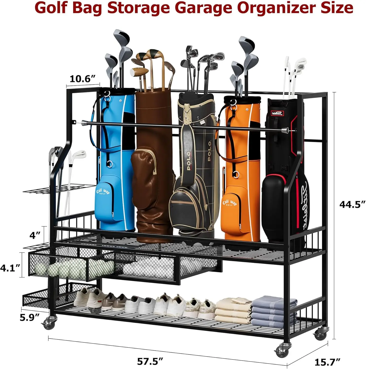 Sports Equipment Bag With Wheels - Multifunctionele rollende golftassen opbergplank met wielen,