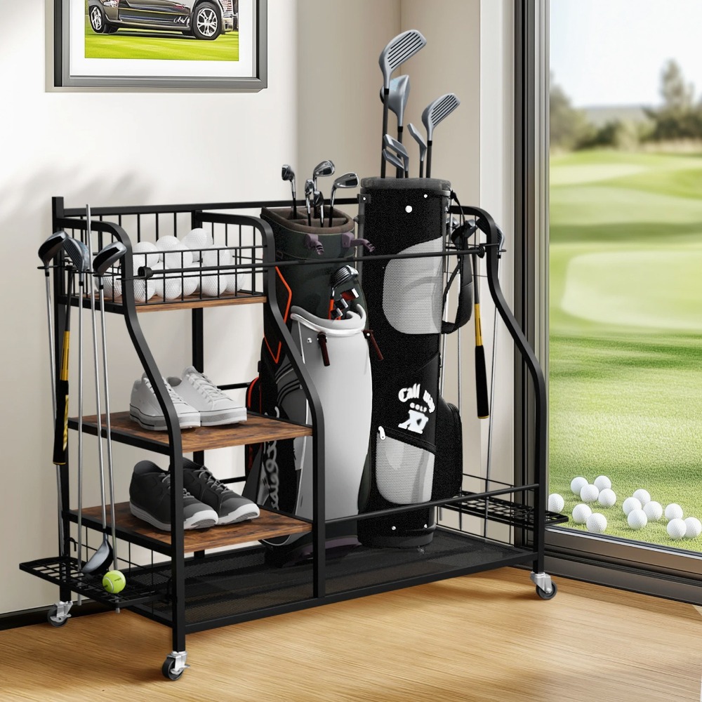 Sports Equipment Bag With Wheels - Mobiele golftasrek met wielen, multifunctionele organizer