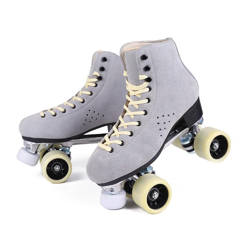 Roller Skate Inline - Unisex dubbele lijn rolschaats, suède, quad