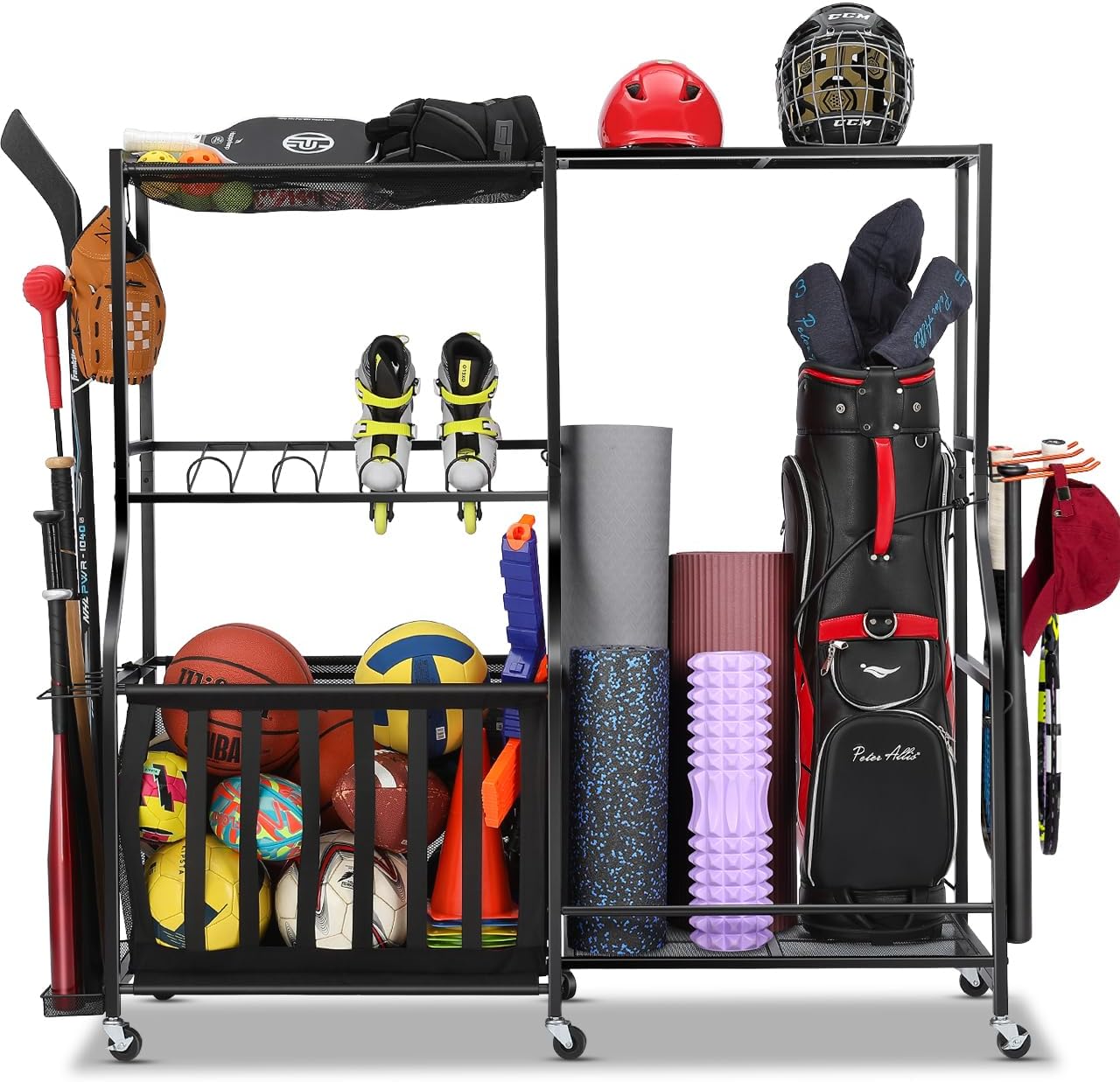 Sports Equipment Bag With Wheels - Garage sportartikelen organizer met wielen, golf